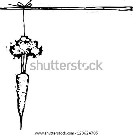 Black and white vector illustration of a carrot