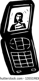 Black and white vector illustration of a Cell Phone