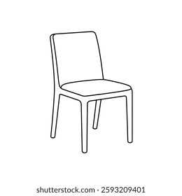 Black and white vector illustration of a chair in outline style, great for furniture designs, home decor illustrations, and minimalist interiors