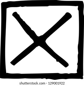 Black and white vector illustration of a checked box