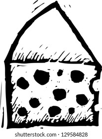 Black and white vector illustration of cheese