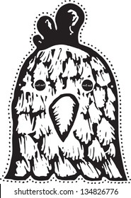 Black and white vector illustration of a Chicken Mask