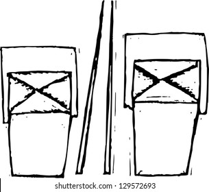 Black and white vector illustration of Chinese fast food