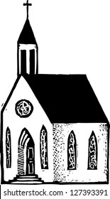 Black and white vector illustration of a Christian church