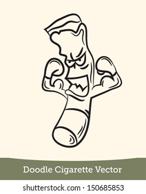 Black and white vector illustration of a cigarette