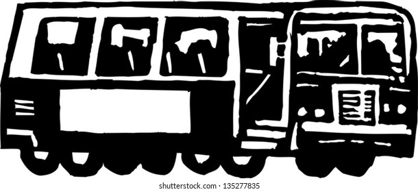 Black and white vector illustration of a City Bus
