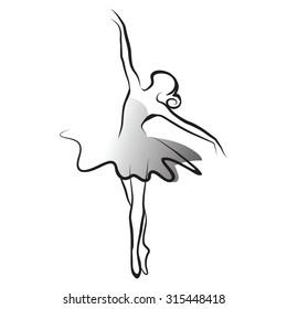 
black and white vector illustration of classical ballet, figure ballet dancer