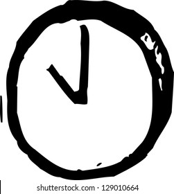 Black and white vector illustration of a clock