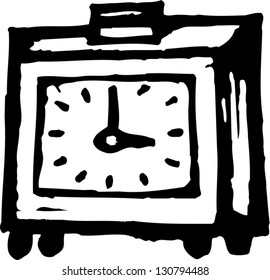 Black and white vector illustration of a clock