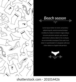 Black and white vector illustration clothes woman with vertical space for text