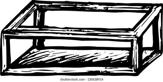 Black and white vector illustration of a coffee table
