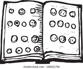 Black and white vector illustration of coins collection