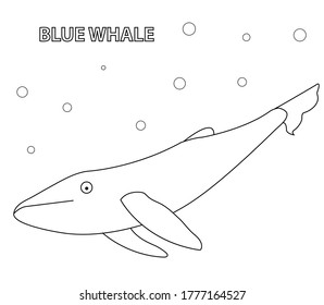 Schwarz-Weiß-Vektorgrafik für das Farbbuch. Cartoon blauer Wal. Unterwasserwelt.