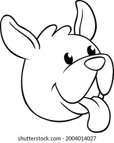 Black and white vector illustration for coloring of a happy and lovely dog ​​with its tongue sticking out.