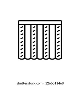 Black & white vector illustration of combi curtain shutter. Line icon of window vertical blind jalousie. Isolated object on white background