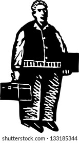 Black and white vector illustration of contractor