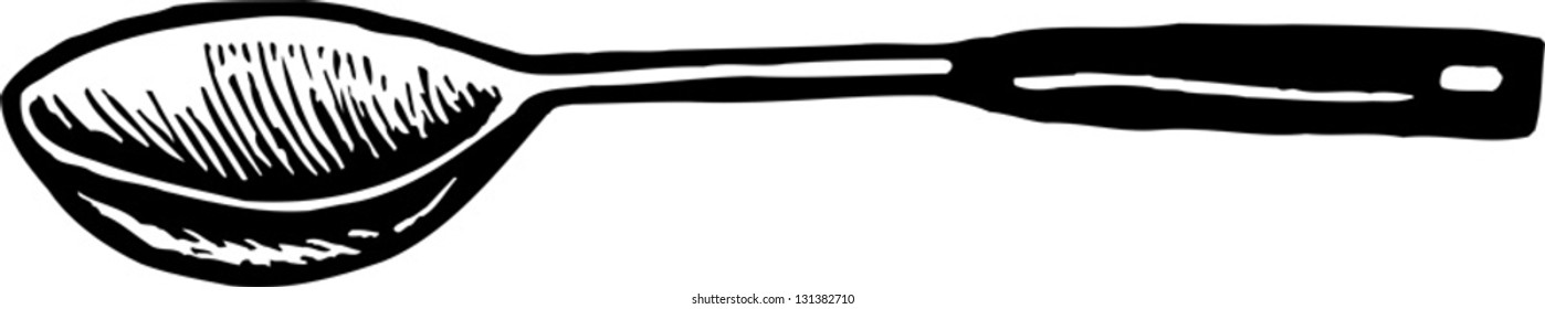 Black and white vector illustration of cooking spoon