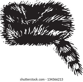 Black and white vector illustration of Coonskin Cap