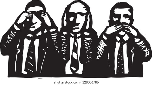 Black and white vector illustration of corporate culture