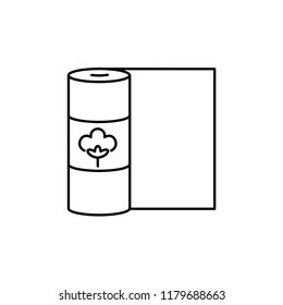Black & white vector illustration of cotton quilt batting. Line icon of quilting, patchwork & sewing material. Isolated object on white background. 