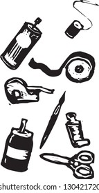 Black and white vector illustration of craft