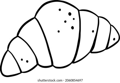 black and white vector illustration of a croissant. It can be used in the logos, menu,apps. Also it is great as an icon.