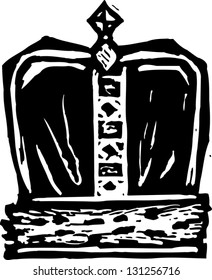 Black and white vector illustration of a crown
