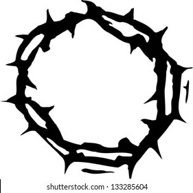 Black and white vector illustration of crown of thorns