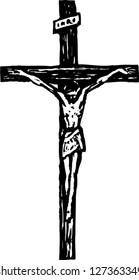 Black and white vector illustration of crucifix