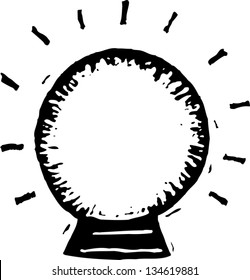 Ilustración vectorial en blanco y negro de la bola de cristal