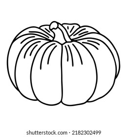 black and white vector illustration. cute pumpkin in the doodle style.