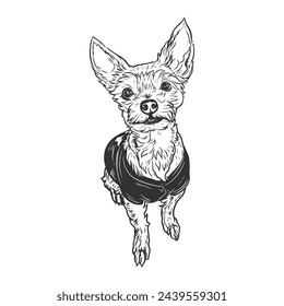 Black and white vector illustration of a cute Chihuahua.