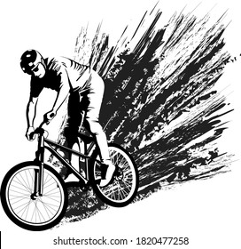 black and white vector illustration cyclist