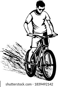 black and white vector illustration of cyclist