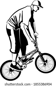 black and white vector illustration of cyclist