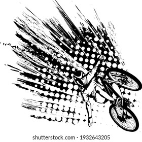 black and white vector illustration of cyclist