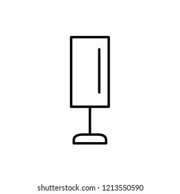 Black and white vector illustration of cylindrical led table lamp. Line icon of modern desktop light fixture. Home and office illumination. Isolated object on white background