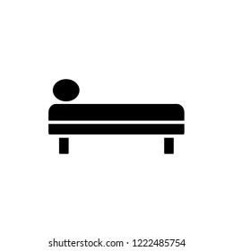 Black & white vector illustration of daybed with round pillow. Comfortable sofa. Flat icon of settee. Modern home & office furniture. Isolated object on white background