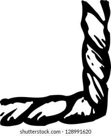 Black and white  vector illustration of decorative rope