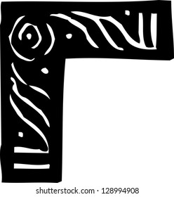 Black and white vector illustration of decorative corner border