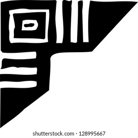 Black and white vector illustration of decorative abstract corner border