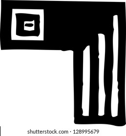 Black and white vector illustration of decorative abstract corner border