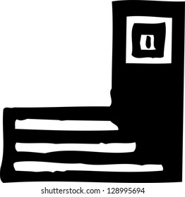 Black and white  vector illustration of decorative abstract corner border