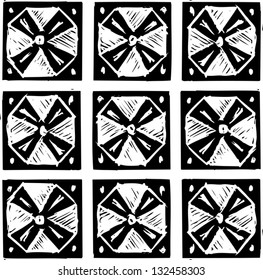 Black and white vector illustration of decorative pattern