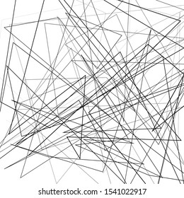 Black and white vector illustration of design element for creating modern art backgrounds, patterns. Asymmetrical texture with random chaotic lines, abstract geometric pattern. Grunge urban style