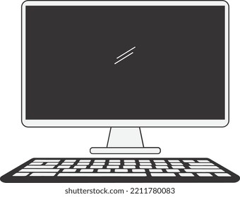 Escritorio de ilustraciones vectoriales en blanco y negro