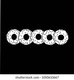 Black and white vector illustration of desserts on a black background