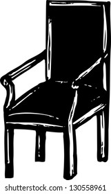Black and white vector illustration of a dining chair
