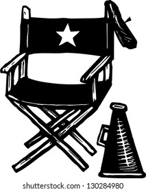 Black and white vector illustration of director chair