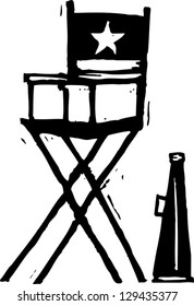 Black and white vector illustration of Director's chair